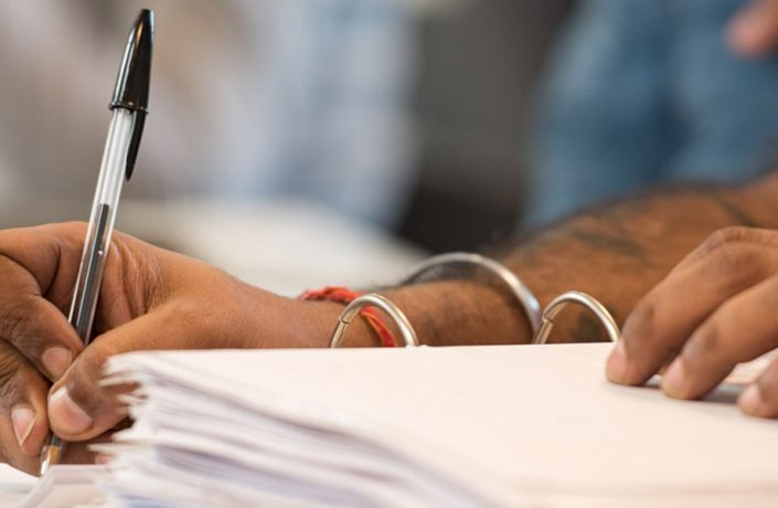 Person studying in prison
