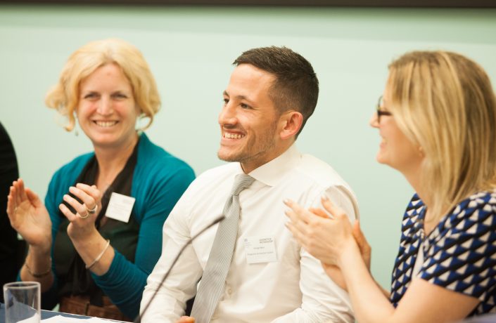 Georgie at PET's 2018 Academic Symposium with the OU's Ruth McFarlane (L) and PET's Nina Champion (R)
