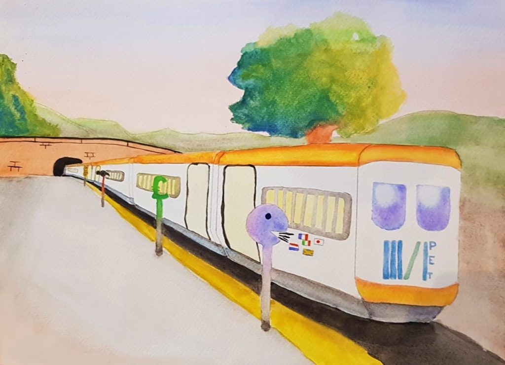 Femi. The Right Track. 2020. Watercolour on paper