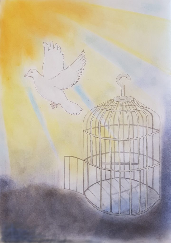 Femi. Hope... .2019. Pastille, pencil, acrylic on paper.