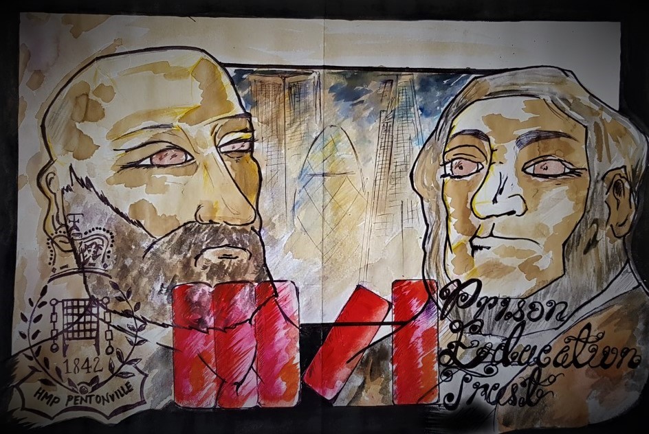 Obeney. Education is Key. 2020. Watercolour and pen on paper.