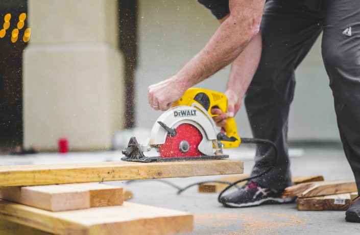 Cutting wood with a power tool