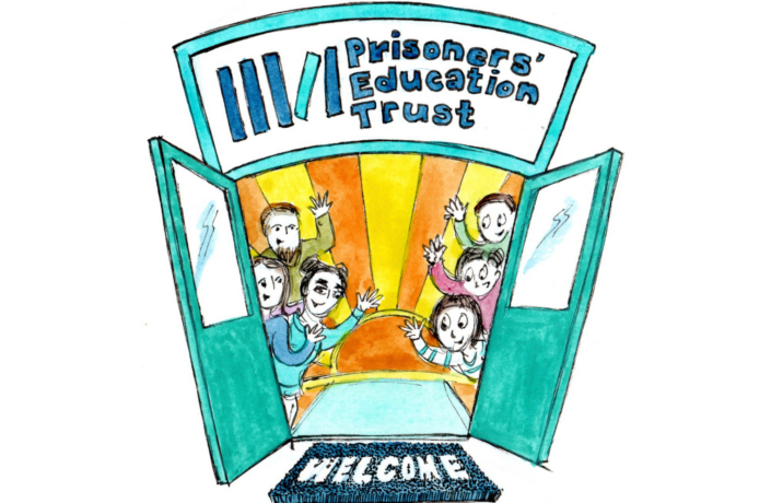 Illustration showing PET staff welcoming the viewer through open doors